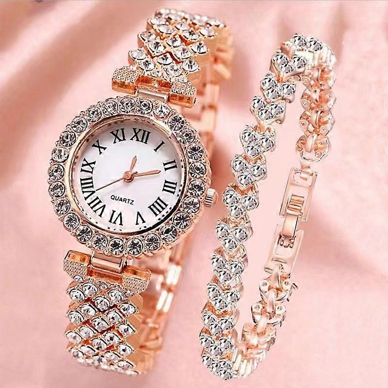 Rose gold, quartz watch women's watch set