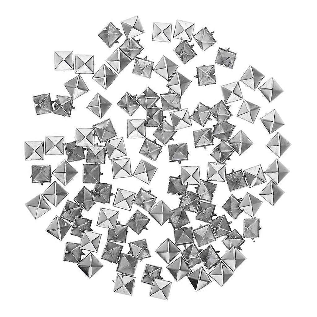 100Pcs Square Pyramid Rivet Studs Spike Screw Craft DIY Embellishment Silver