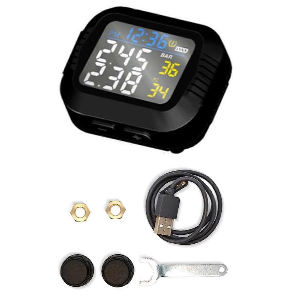 Waterproof Motorcycle Real Time Tire Pressure Monitoring System External Sensor Wireless LCD Displa