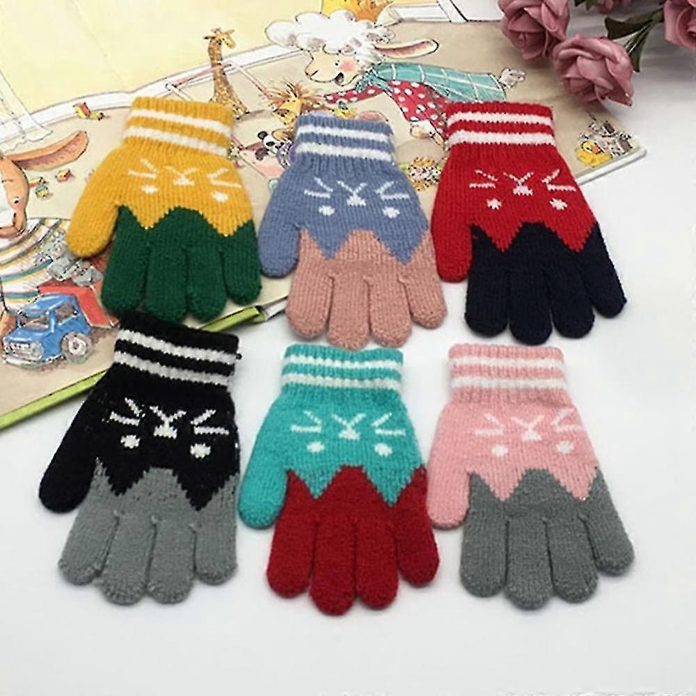 Pairs Kids Finger Gloves Autumn Winter Warm Mittens Mittens With Plush Lining Cute Gloves Ski Glove, 3-8 Years Old, Skiing Snowboarding Playing Runnin