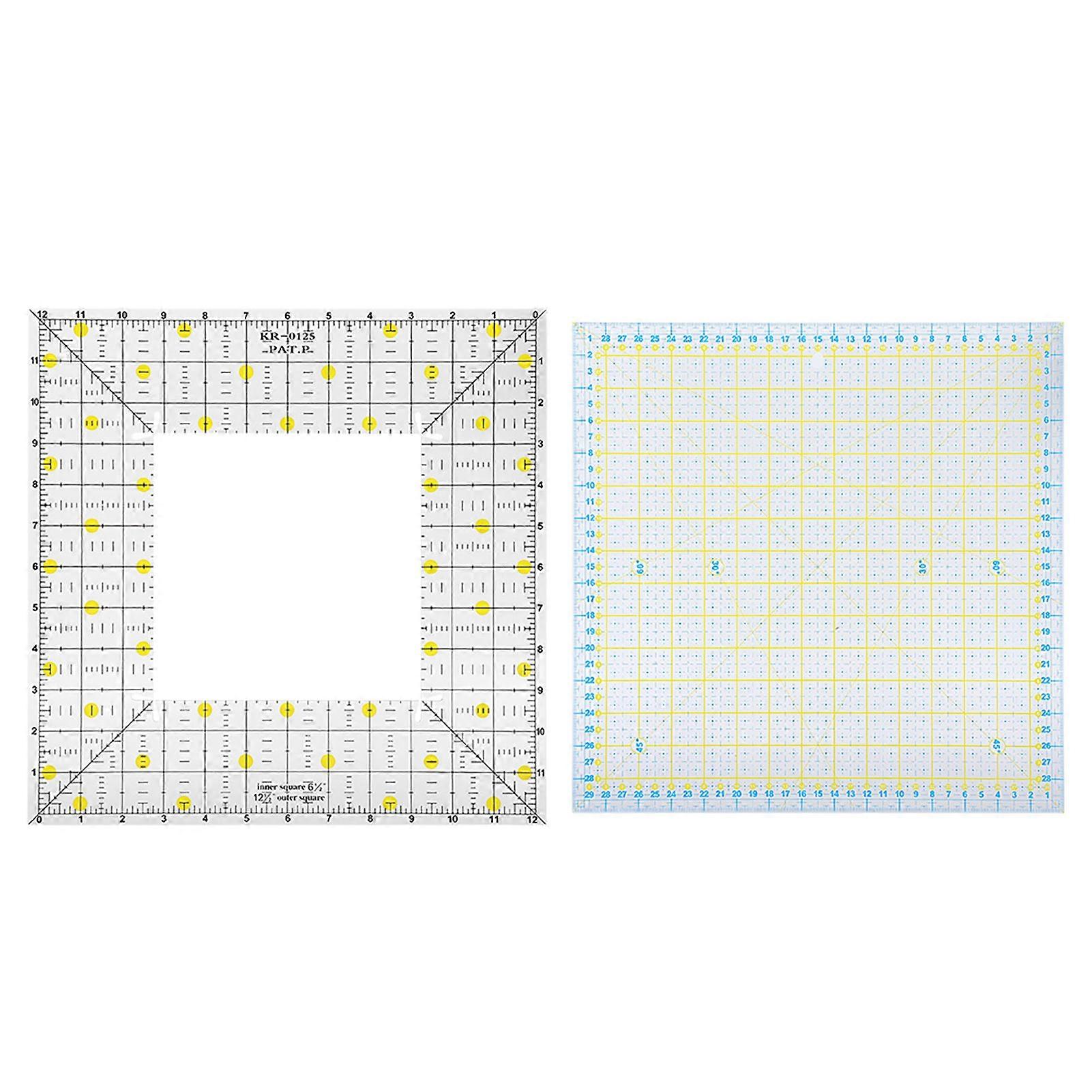 2Pcs quilting linjal firkantet akryl DIY klut? Arbeid for måling av sybroderiutstyr