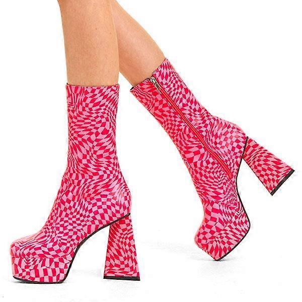 Lamoda Another Realm Platform Ankle Boots Fuchsia - LMF 3505 - Fuchsia/Pink-UK5