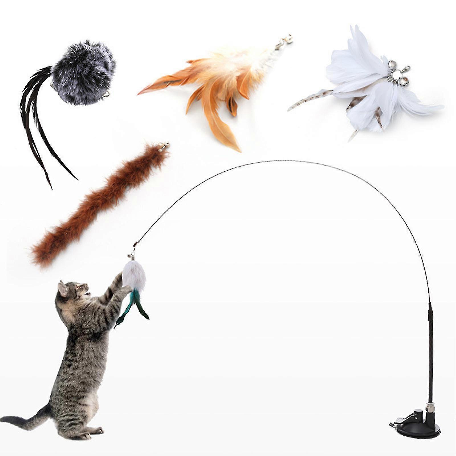 6pcs Simulation Bird Interactive Cat Toy Funny Feather Bird With Suction Cup Kitten Play Chase Exercise