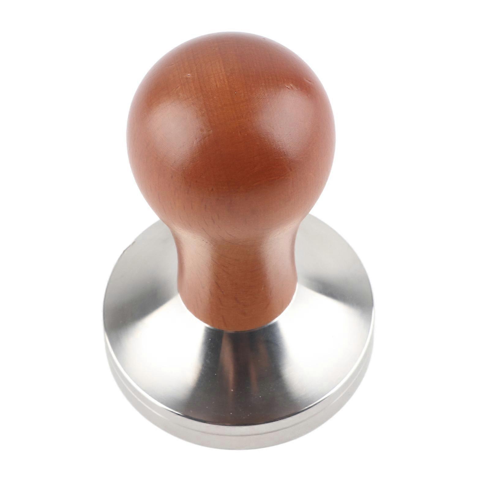 1Pc Wooden Handle Stainless Steel Espresso Coffee Tamper Press Tool with 58mm Flat Base Hot
