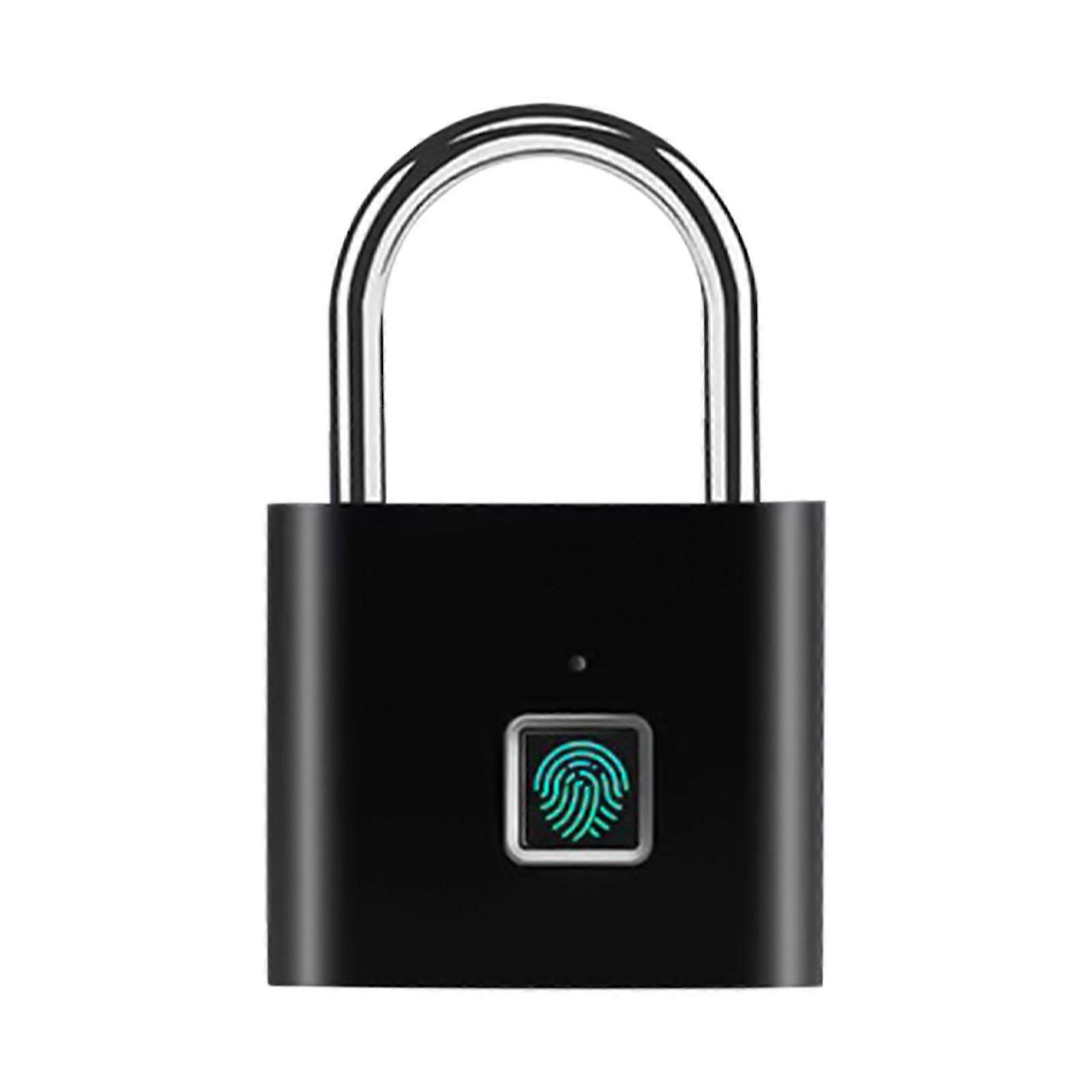 Fingerprint Padlock, Smart Keyless Lock,locker Lock, Biometric Metal Keyless Thumbprint Lock,, Usb Rechargeable,for Locker, Backpack, Suitcase Black