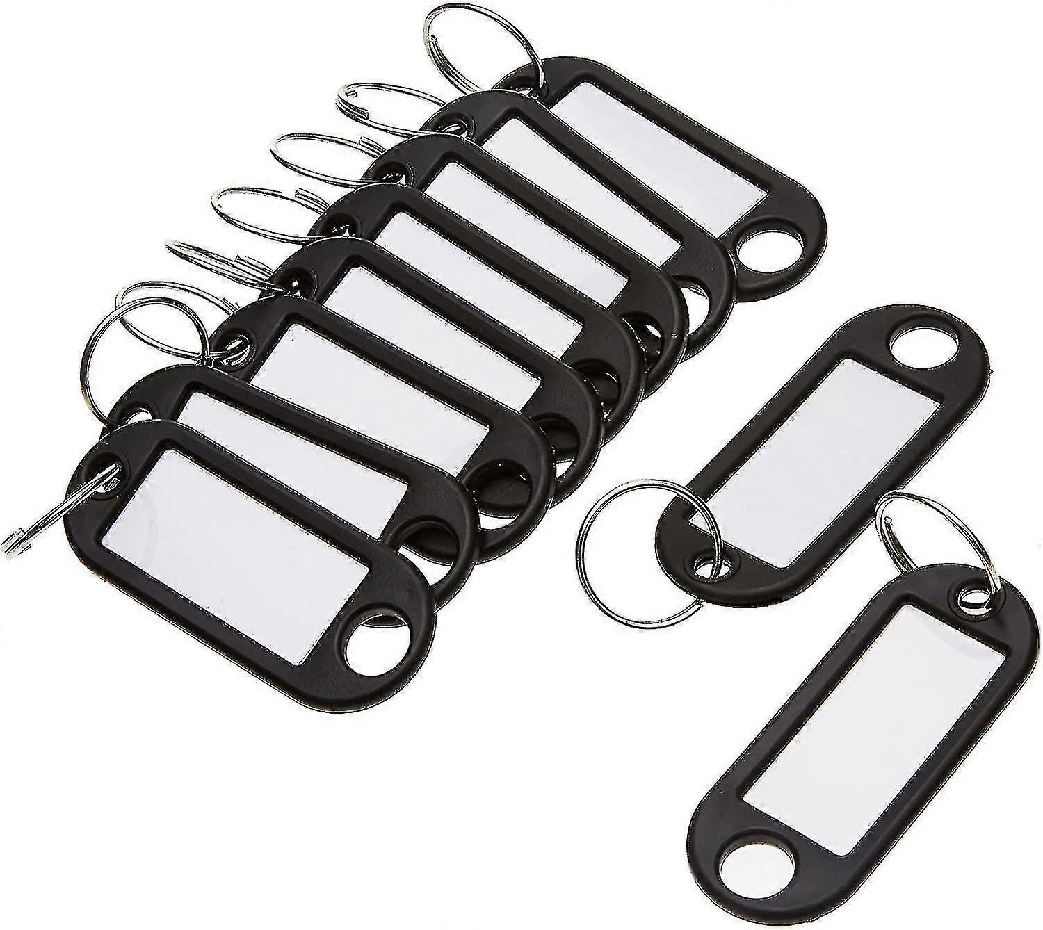 100 stk. plastnøkkelringer, merkelapper, nøkkelringer, skiltlapper, bagasjelapper