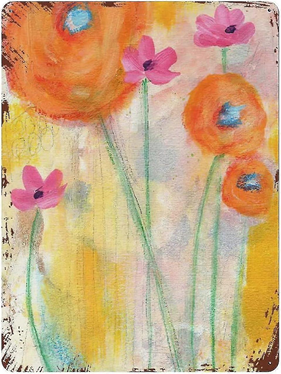 Placa de Lata Floral Cinza Colorida de Mármore Cinza Decoração de Metal 8x12 Polegadas OU 12x16 Polegadas Modo 1765