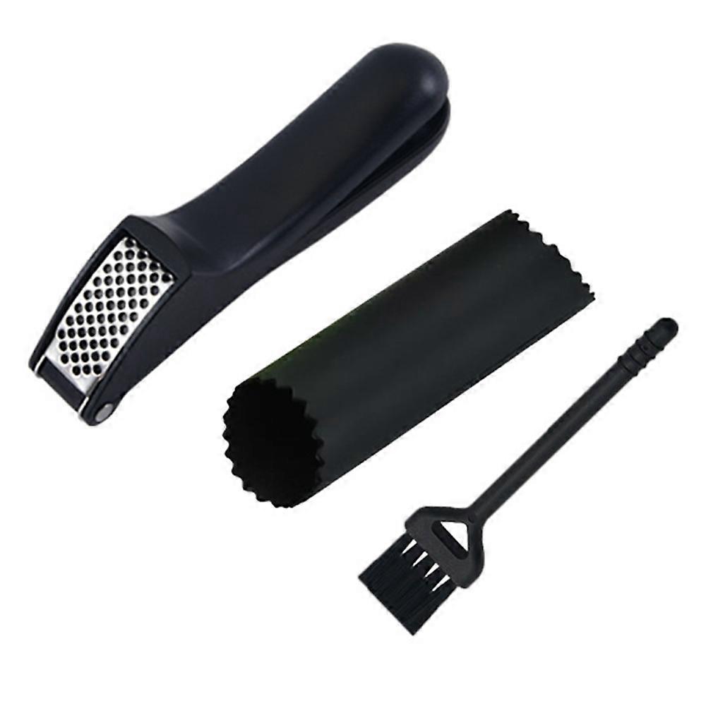 Garlic Press set- Premium Garlic Press - Easy-Squeeze Ergonomic Handle Easy Clean With Non-Slip Handles, And Highly Durable Silicone Tube Peeler & Cle