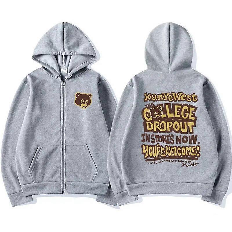 Best Famous Kanye West The College Dropout Graphic Zipper Hoodie