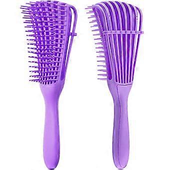 2 Pieces Detangling Brush for Afro America/ African Hair Textured 3a to 4c , Knots Detangler Easy to Clean (Purple)