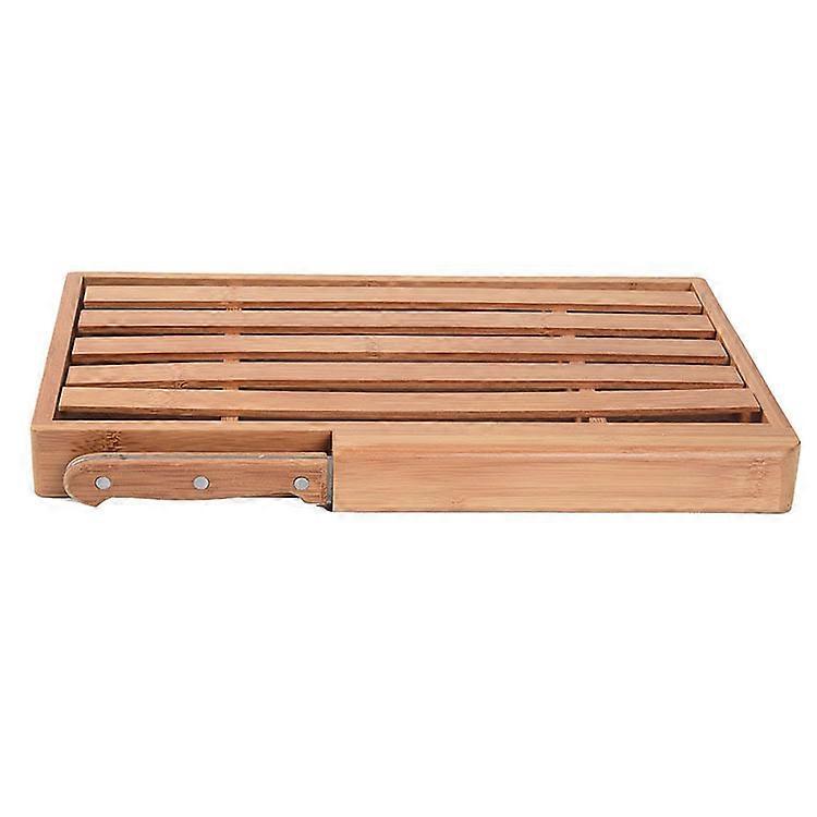 Brown Bamboo Bread Board with Knife 33.5*22*3.5 cm
