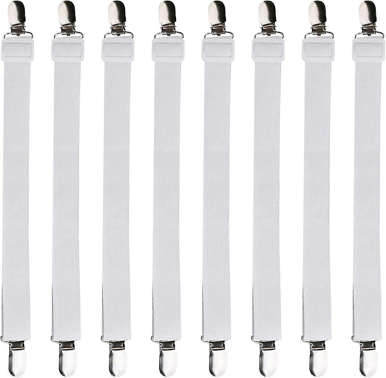 8 Pieces Adjustable Strap Clip Fasteners, Adjustable Sheet Stretcher Clips Fitted Sheet Strap Adjustable Sheet Stretcher Clips, For Bed Sheet, Sofa(wh
