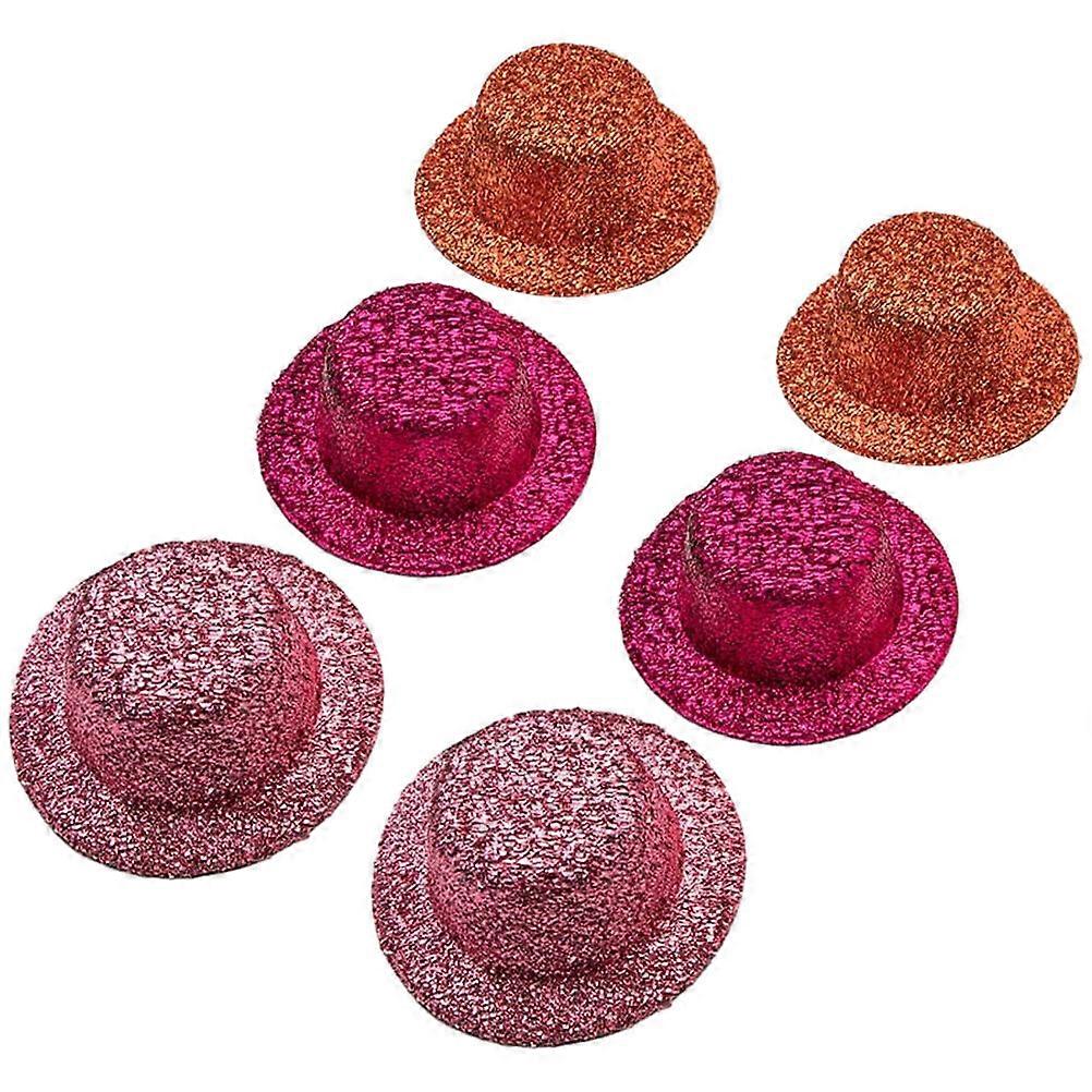 6pcs Glitter Top Hat Multi-functional Small Top Hat Handcraft Material Colorful Hat for Pets Dolls
