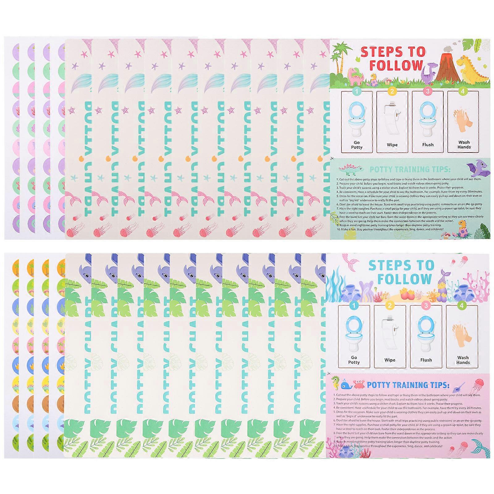 2 ensembles de décalcomanie d’apprentissage de la propreté tableau d’apprentissage de la propreté avec autocollant fournitures d’apprentissage de la propreté pour tout-petits