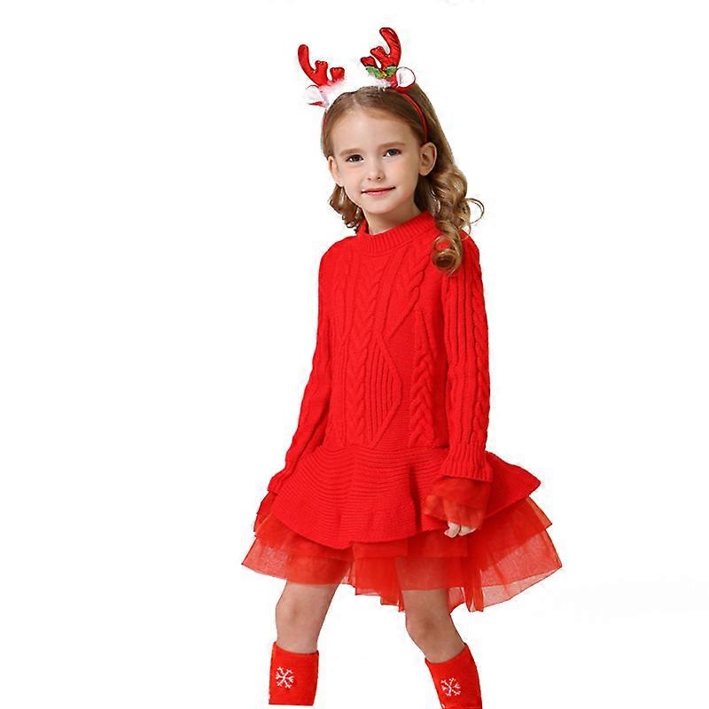 Mädchen Strickpullover Kleid Weicher Tutu Rock