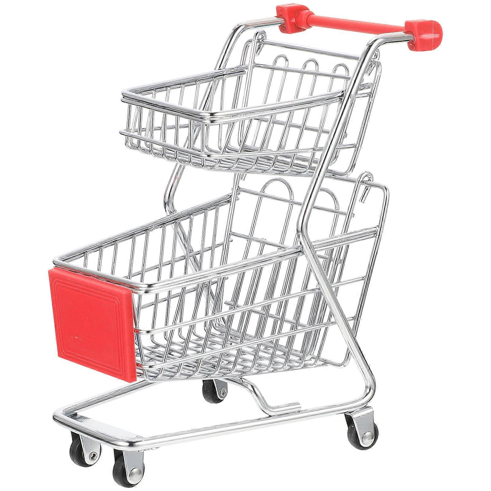 Mini panier d’achat Modèle de supermarché de bureau Trolley Mini supermarché chariot à main Jouet