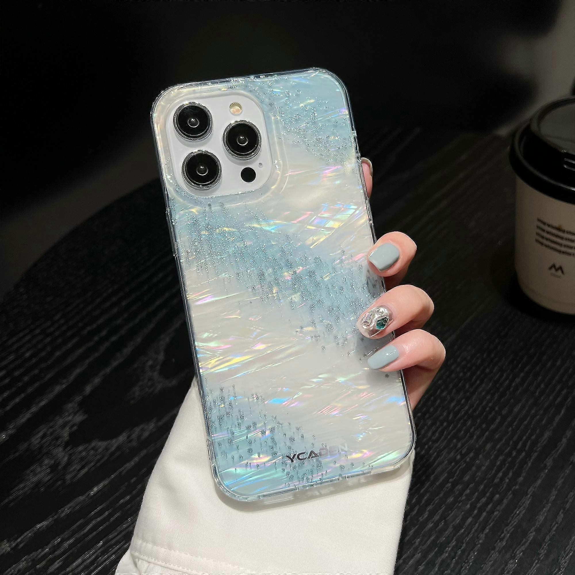 For Iphone 14 Pro Gradient Phone Case Glitter Tpu Shell Grain Back Cover