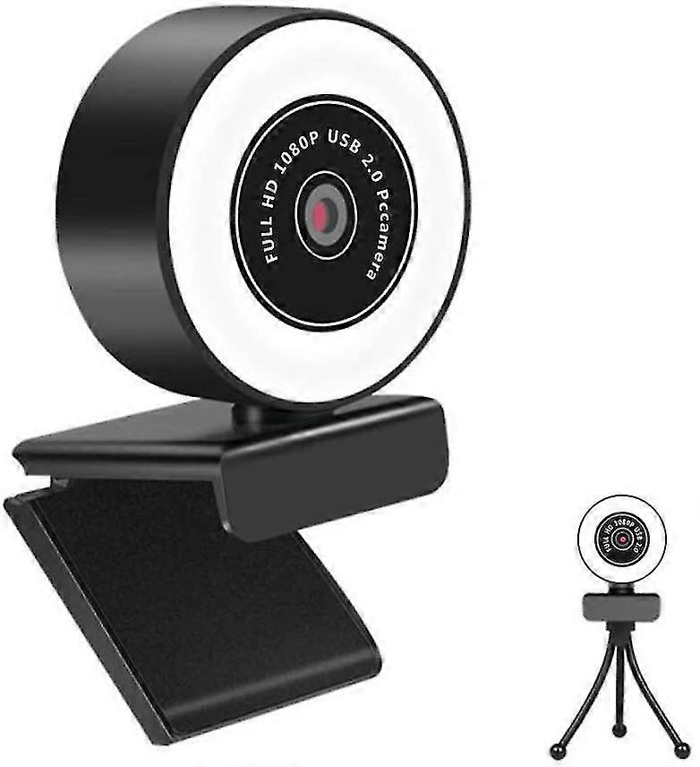 Webcam 1080p Full Hd With Microphone And Ring Light
