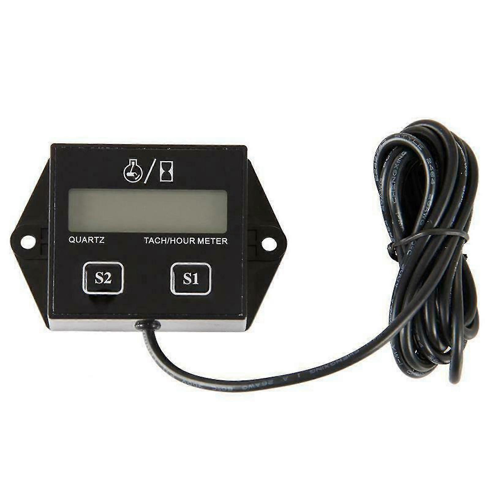 Us Tiny Tach Digital Hour Metertachometer For Marine Spark Mower Engine Motorblack1pcs