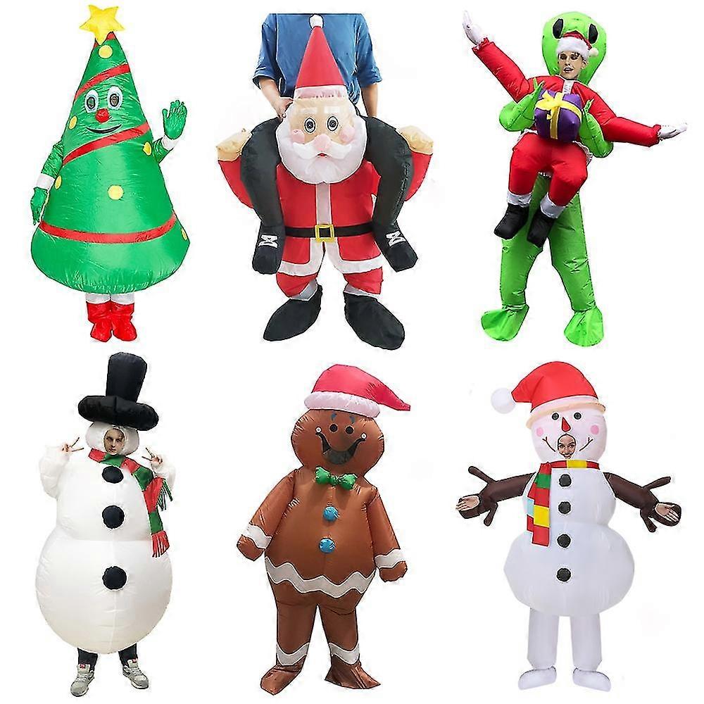 クリスマスツリー雪だるまサンタクロースインフレータブルコスチュームスーツコスプレファンシーパーティードレスハロウィーンコスチューム男性用女性