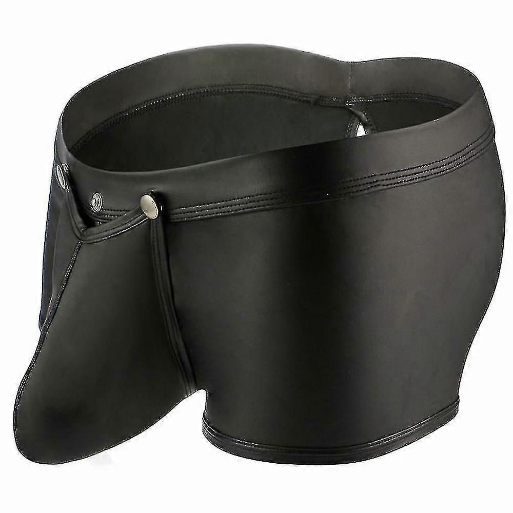 Men Sexy Panties Briefs Faux Leather Wet Look Open Pouch Boxer Shorts Underwear Underpants