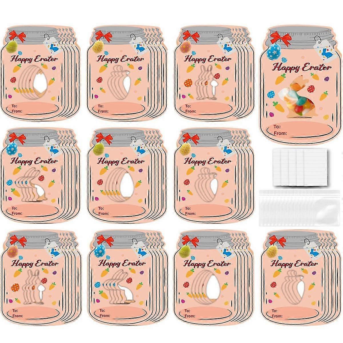 48pcs Happy Easter Note Cards Bottle Shape Holiday Easter Cards Funny Retro Spring Note Card Easter Eggs Greeting Cards