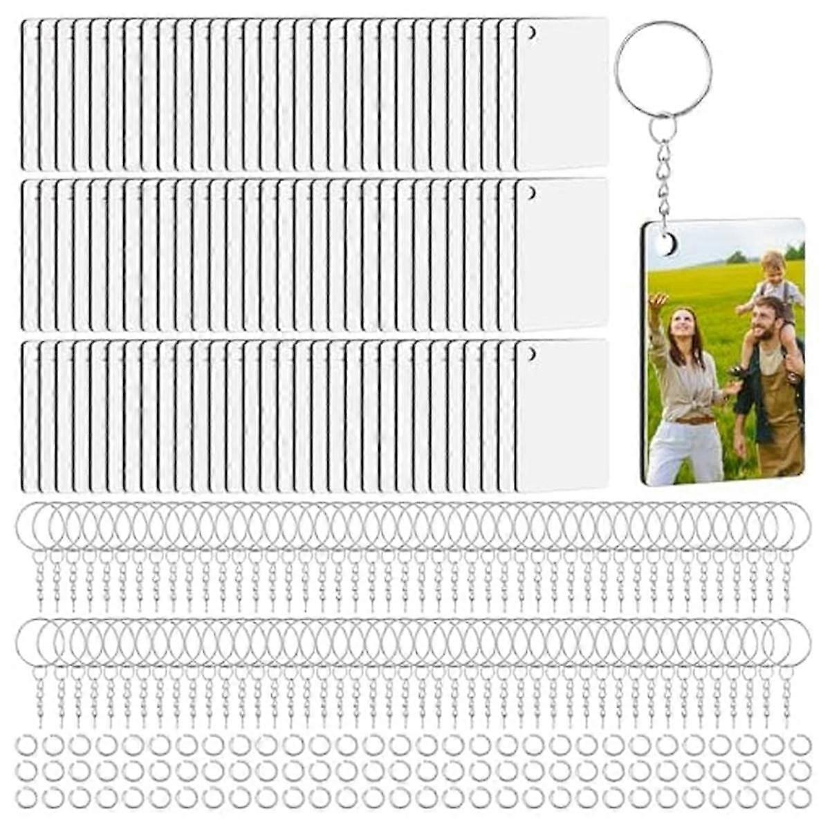 270Pcs Double-Sided Rectangle Sublimation Keychain Blanks,Density Board Rectangle Sublimation Key C
