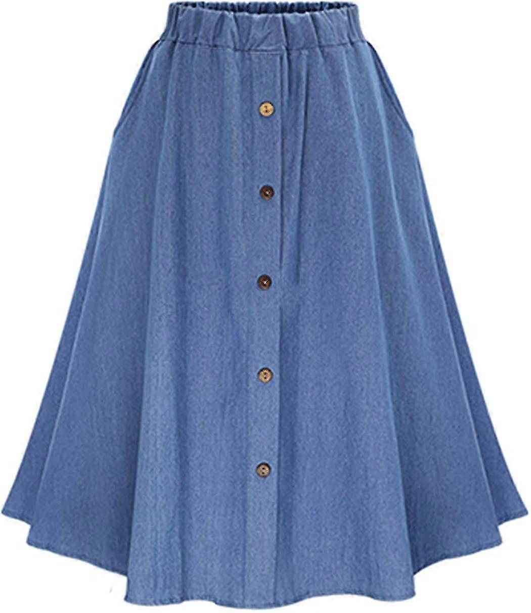 Women's Stretch Corduroy A-Line Skirt – Denim Style With Pockets, Knee-Length Casual Wear