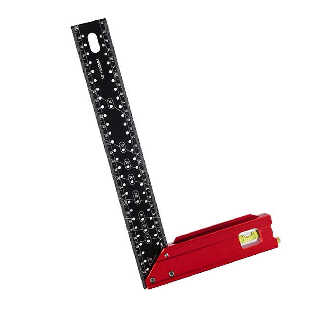 -Precision Aluminum Alloy Multi-Function 90 Degree Woodworking Square Combination Square Hole Ruler 30CM