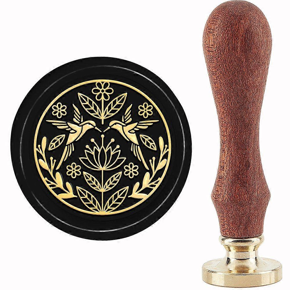 Brass Wax Seal Stamp with Handle for DIY Scrapbooking Flower Pattern 89x30mm