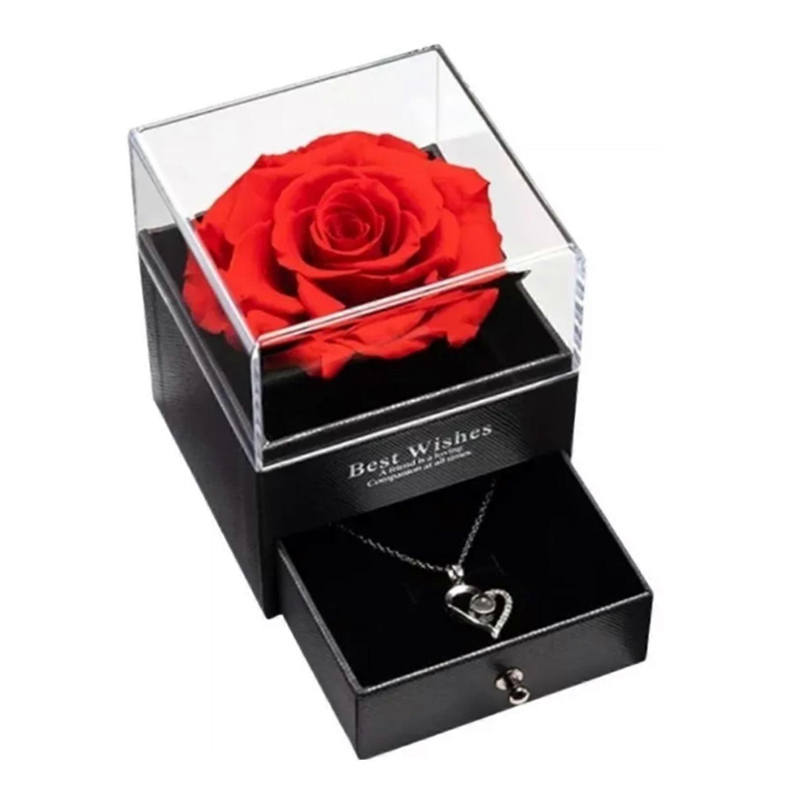 GPB Preserved Flower Colorfast Bright Exquisite Color Romantic Elegant Preserved Red Rose for Holiday Anniversary