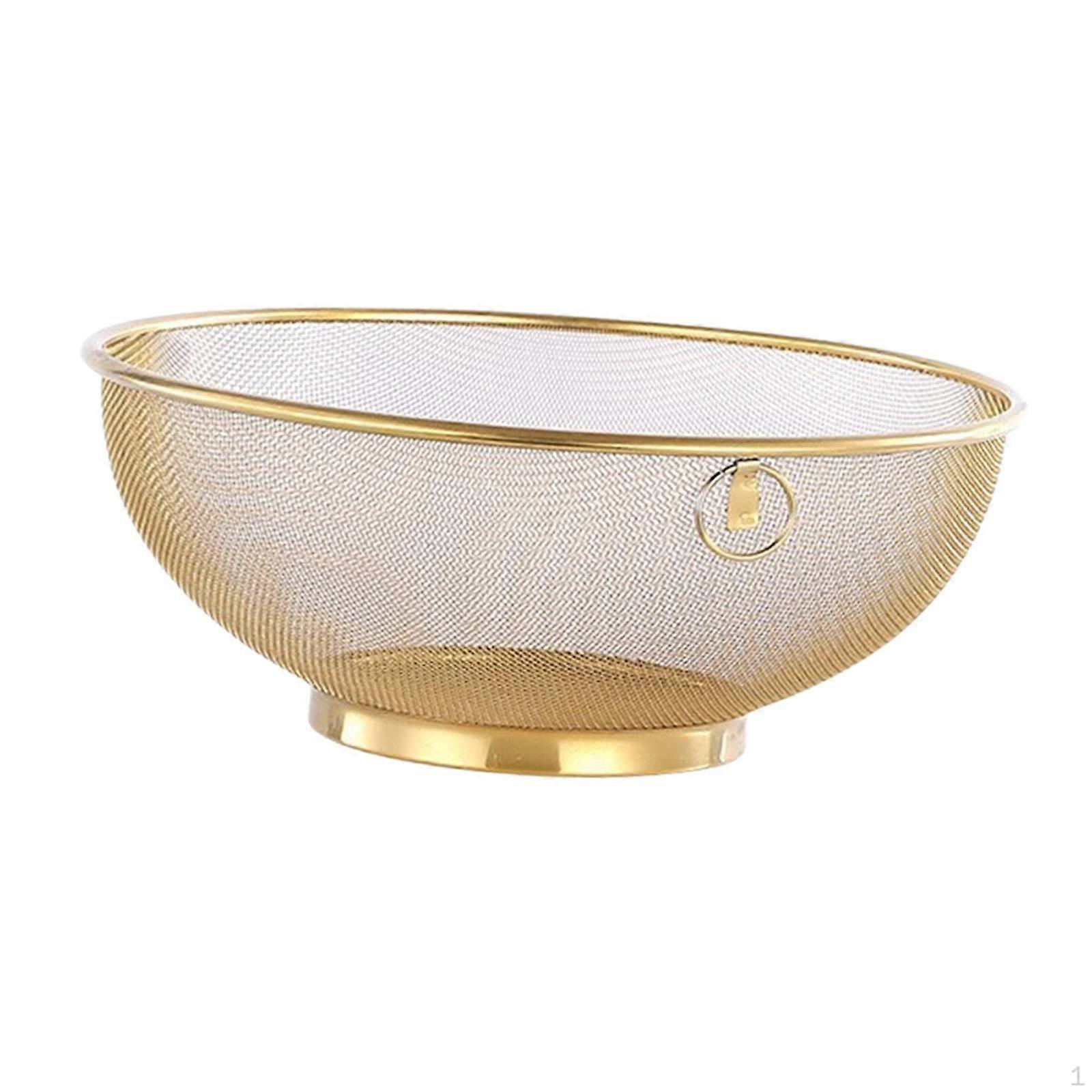 Rice Washing Colander Food Strainer Mesh with Handle Draining Cleaning Pasta Metal