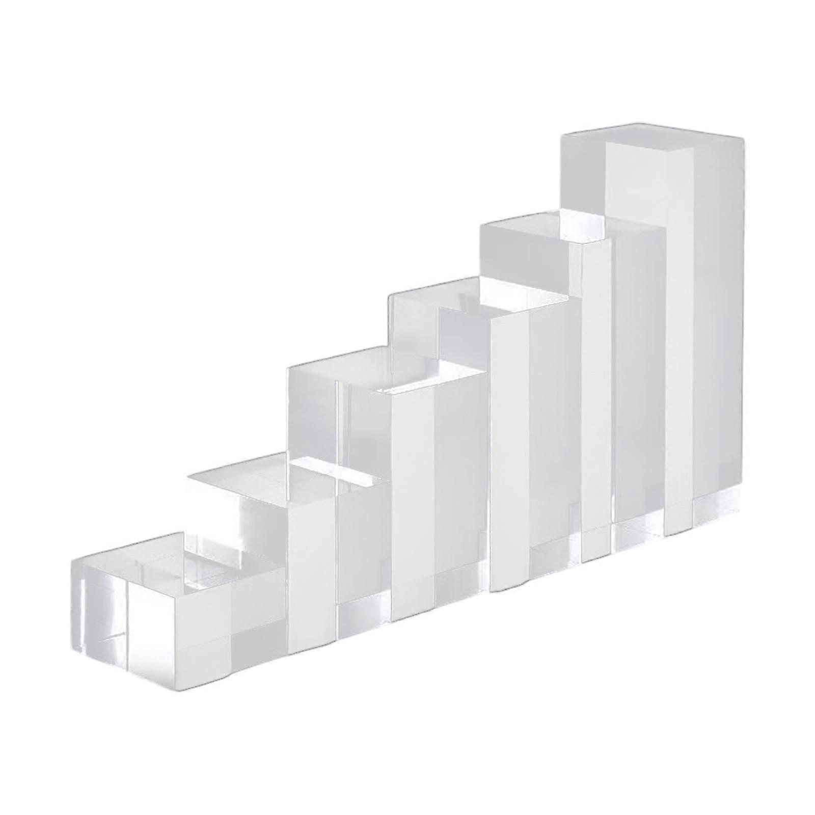 6 st akryl fyrkantiga displayblock för samling leksaker kosmetika 3 cm till 18 cm