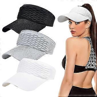 3 Pcs Women's Sun Visor Knitted Cap Elastic Sports Cap Empty Top Quick Dry Wide Brimmed Golf Cap-Yvan