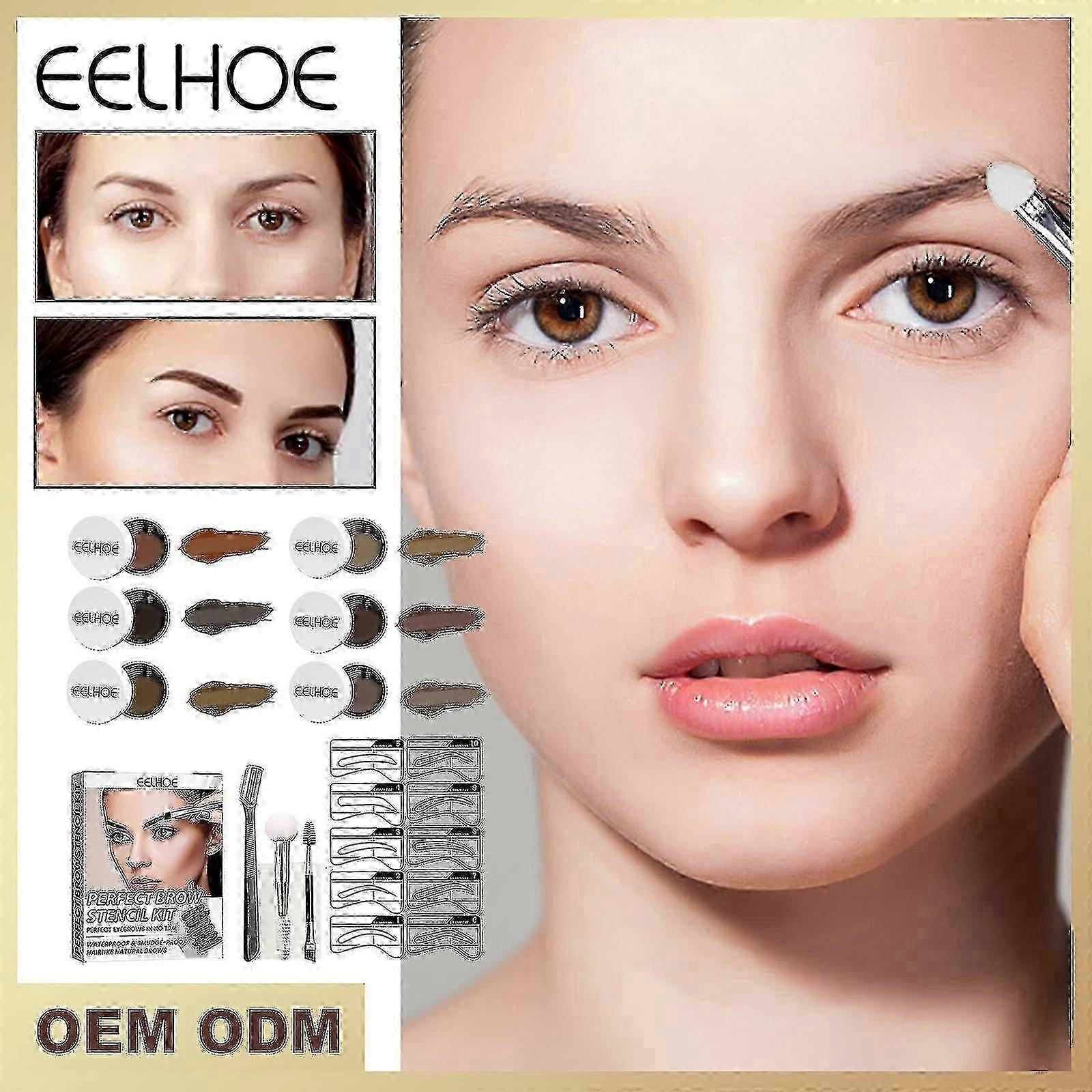 Eelhoe Eyebrow Cream Set Waterproof, Smooth And Easy To Apply, No Smudging And No Makeup Removal Dark Brown Set