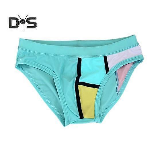 Men Swimming Trunks Elastic Soft Quick Dry Breathable Slim Fit Color Matching Mid Waist Bathing Briefs Surfing Water Sports Swimming Shorts