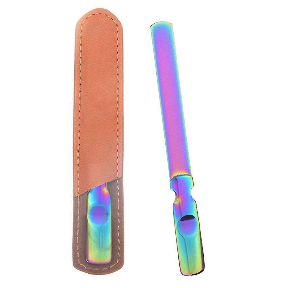 Nail file with non-slip ghost gradient handle and leather case, double-sided
