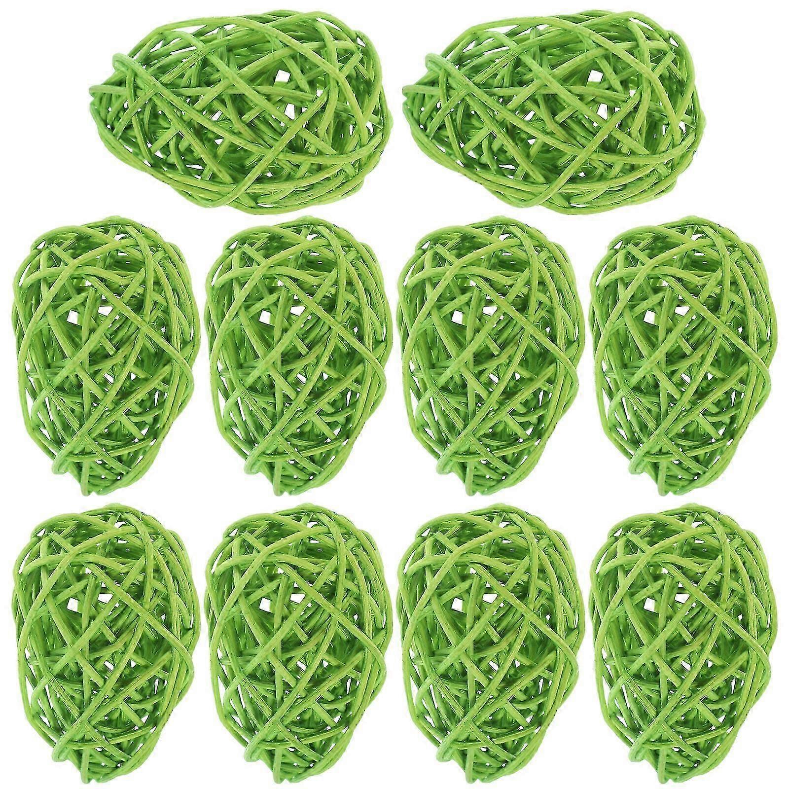 10pcs Easter Eggs Colorful Rattan Ball Easter Eggs Easter Egg Shaped Decorations Easter Gift