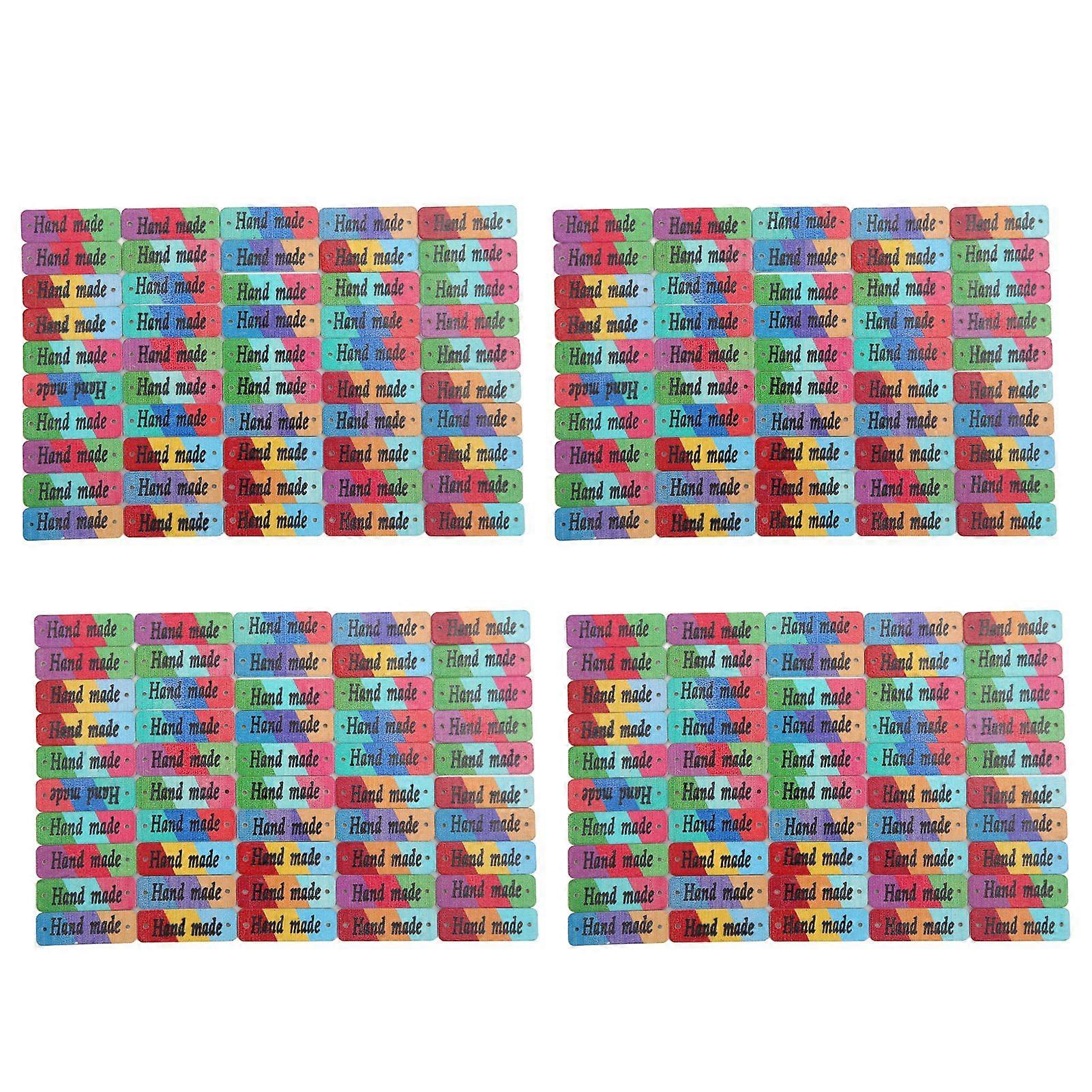 200Pcs Wooden Tag Label 30x10mm Color Personality Strong Durable Hand Made Wooden Manually Sign