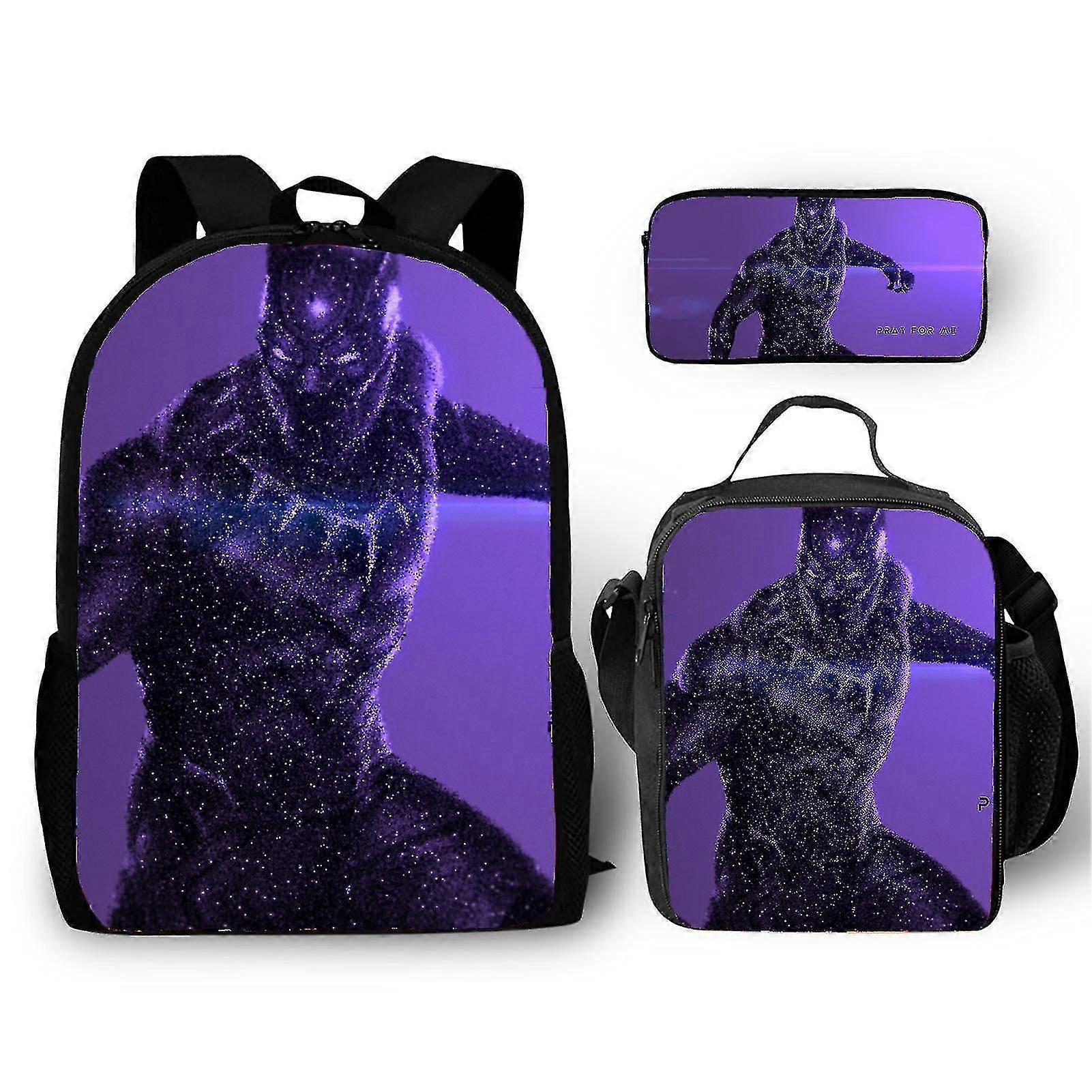 Harajuku كلاسيك النمر الأسود 3 قطع / مجموعة حقيبة ظهر 3D طباعة مدرسة طالب حقيبة كتب أنيمي كمبيوتر محمول Daypack حقيبة الغداء مقلمة