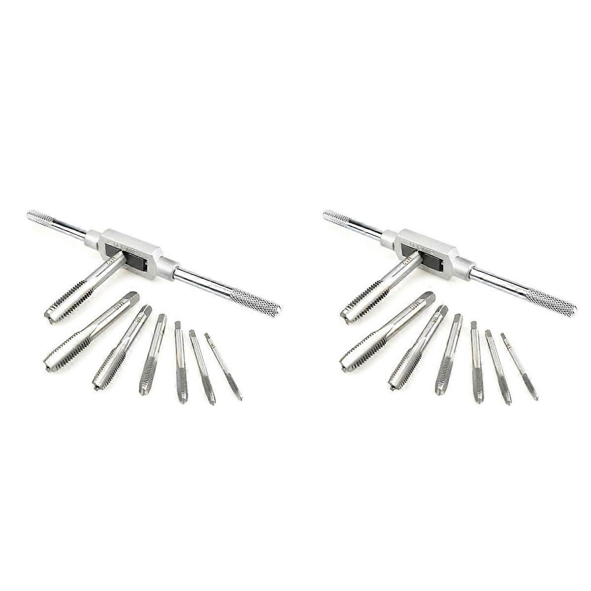 2X 8 in One Tap Tool Set Thread Metric Machine Hand Screw Thread Plug Taps Set