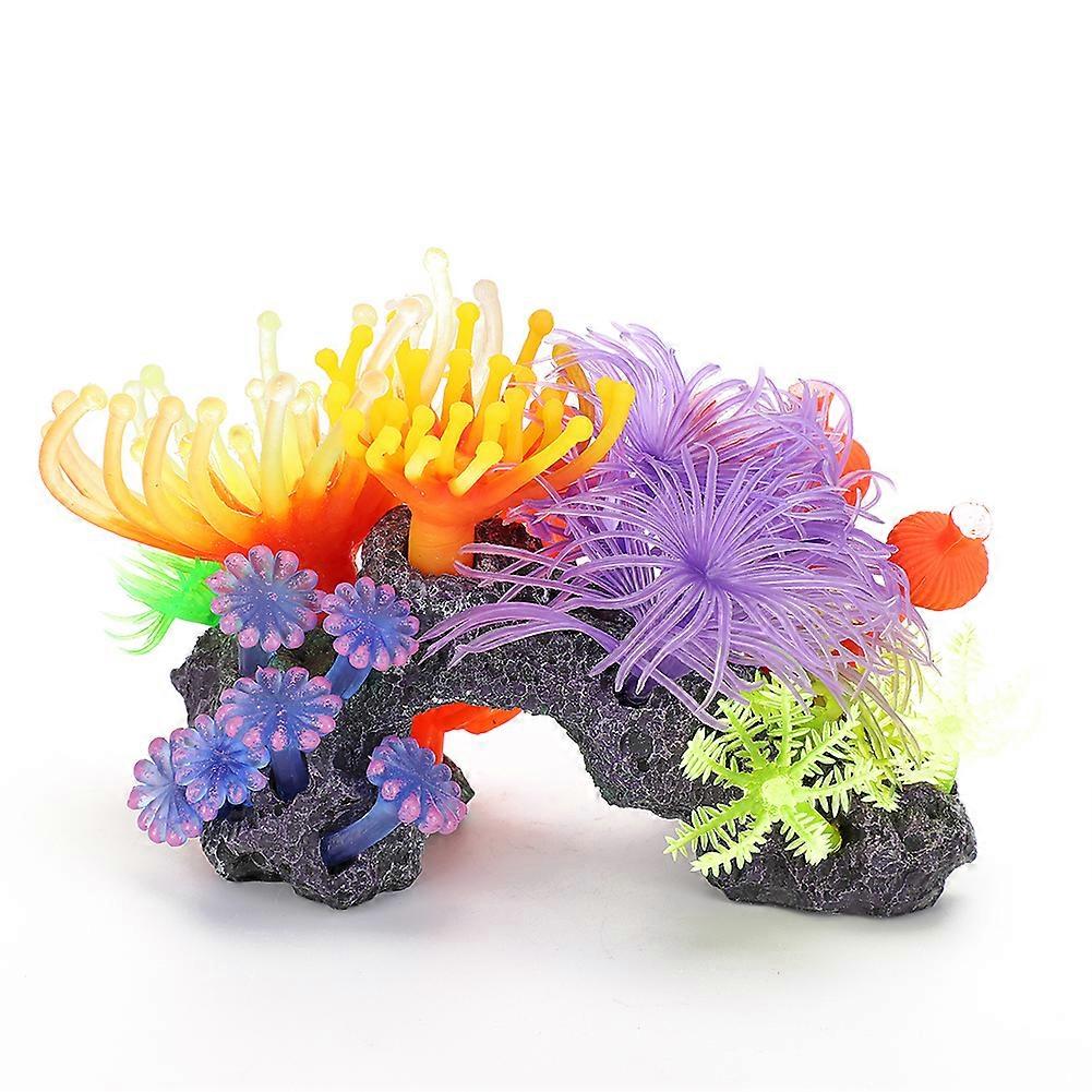 Aquarium Artificial Coral - Vivid Soft Coral Ornament with Glowing Effect, 12-Inch Simulation Decor for Fish Tanks