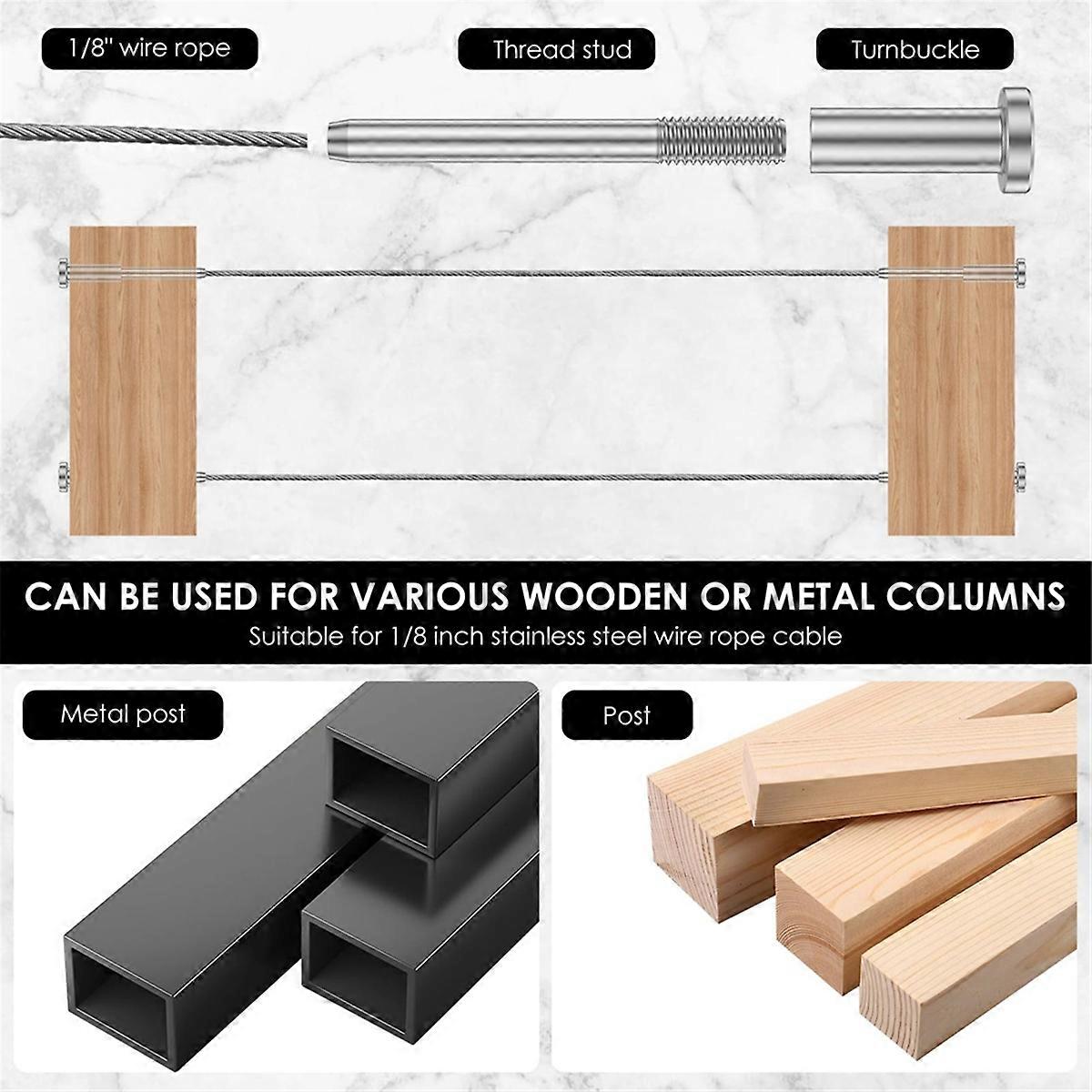 10Pcs Cable Railing Kit, Swage Stud End for Cable Railing, Swage Tensioner Cable Railing System for Wood