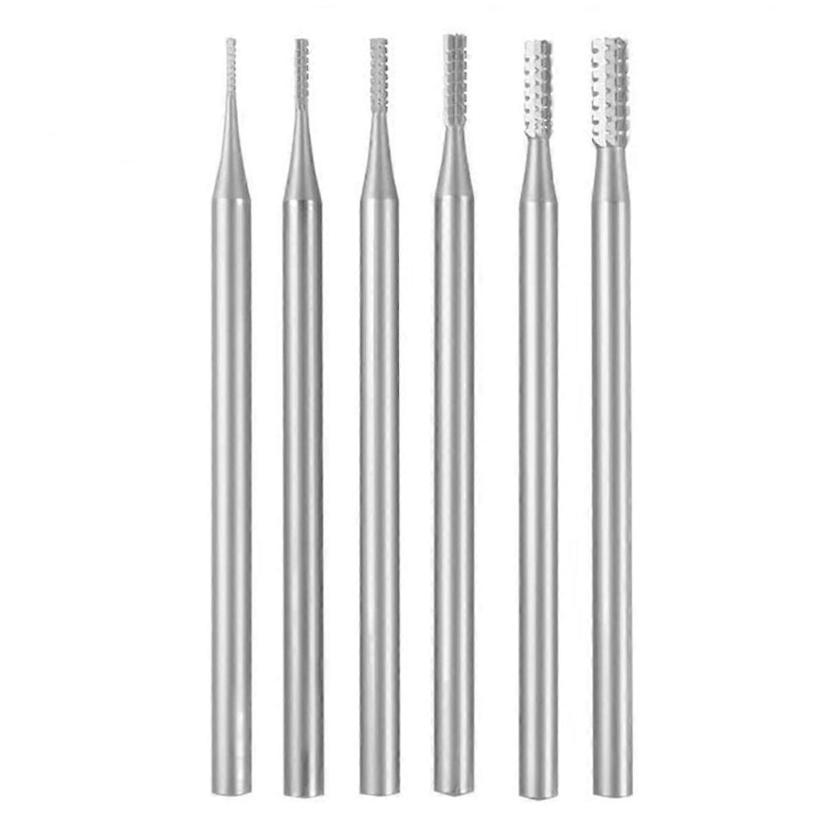6Pcs Cylinder Shape Jewelry Burr - 3/32Inch Shank Cylindrical -Cut Burs Lapidary Setting Tools