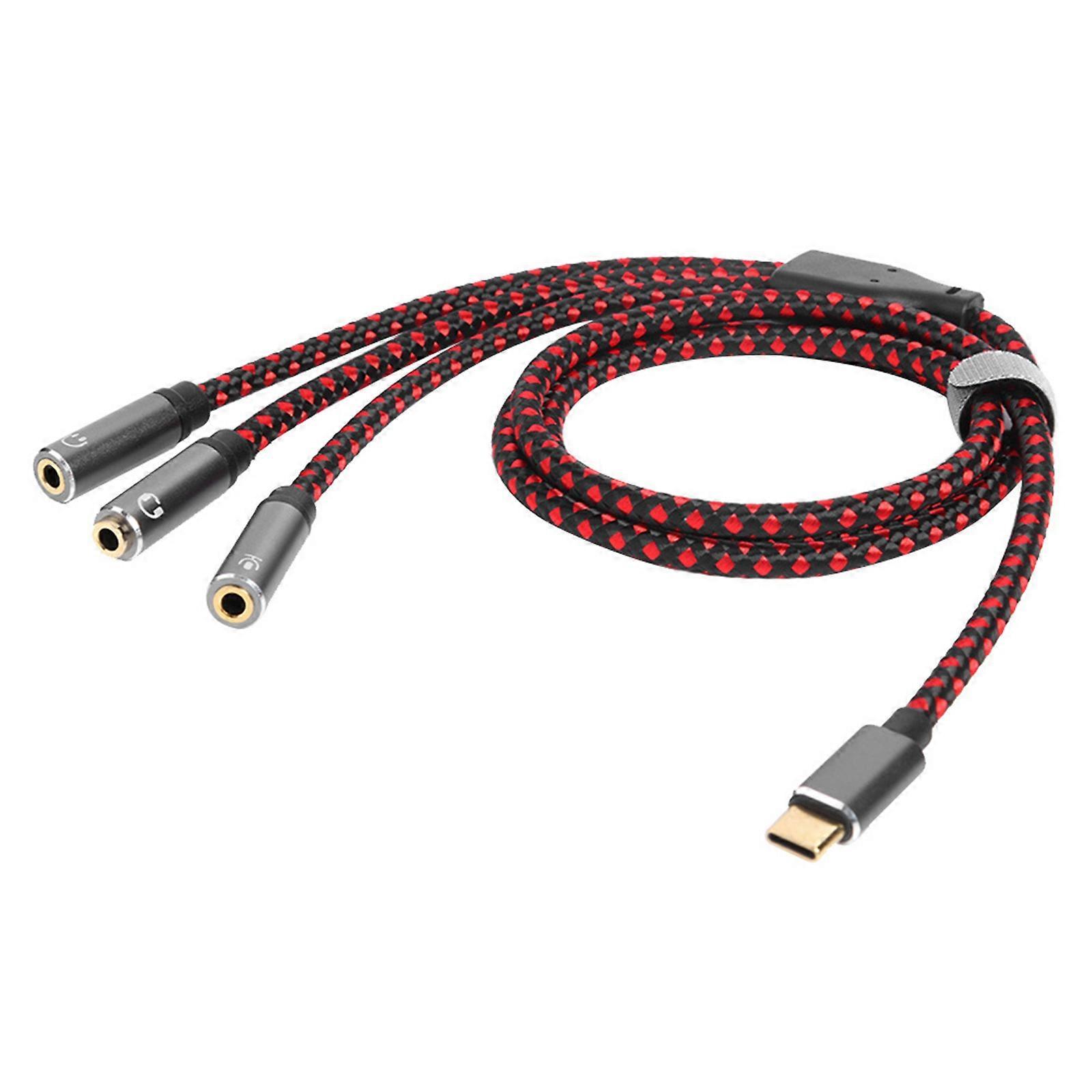 Kulaklık Kablosu USB C - 3x 3.5mm Arabirim Fişi Aux Kablosu Ses Adaptör Kablosu Type-c Bağlantı Noktalı Taşınabilir Cihazlar İçin 100 cm