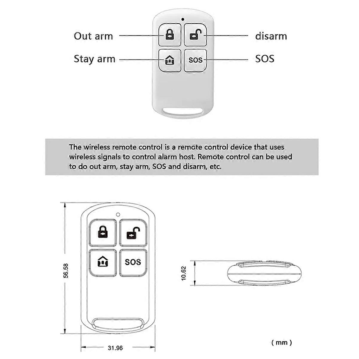 433MHz Wireless Remote Control, Suitable for Home Anti-Theft Security, Can Be Equipped with A Variety of Alarms