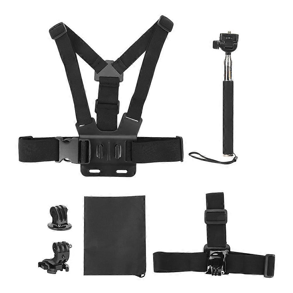 5 in 1 Action Camera Accessories Kit Head Strap Chest Mount Stick