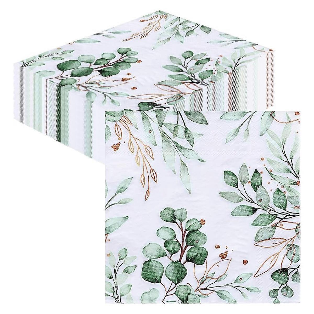 Elegant Eucalyptus Napkins, Absorbent Paper Towels, 80Pcs Greenery Paper Napkins for Dining Experience Enhancers, Decorative Napkins for Special