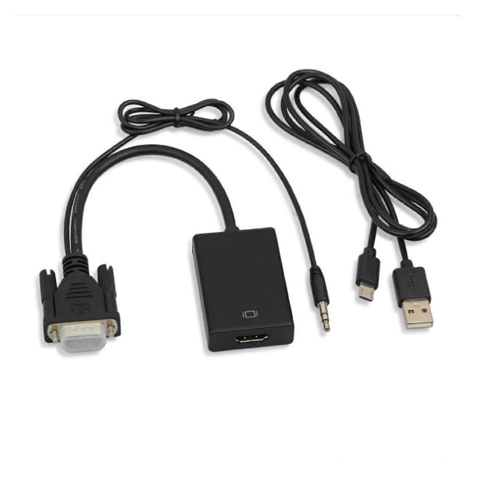 High-Definition VGA to HDMI Adapter Cable with Audio and Power Supply for Computer to TV Compatibility