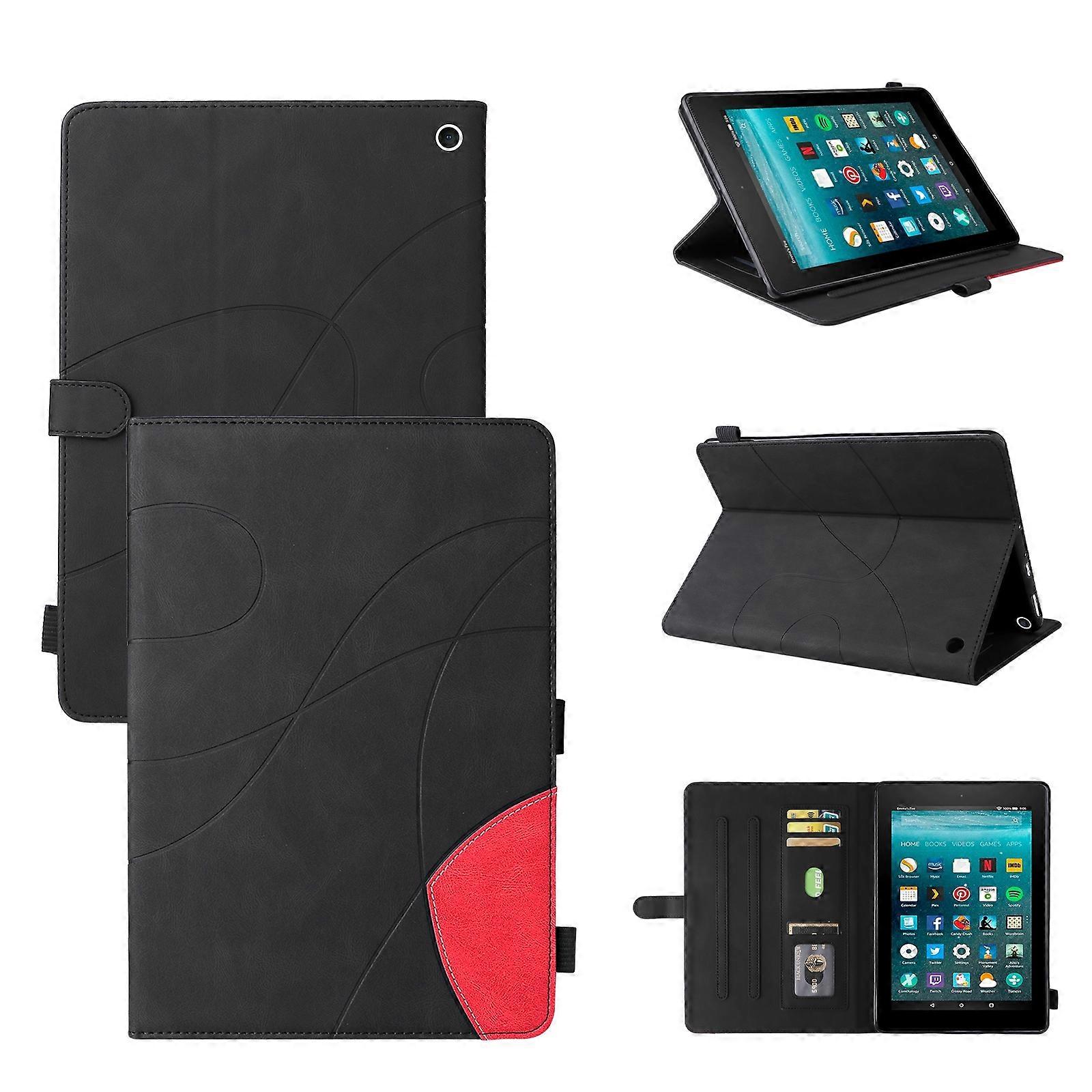 For Amazon Fire HD 10 2021 Dual-color Splicing Horizontal Flip PU Leather Case with Holder & Card Slots & Sleep / Wake-up Function